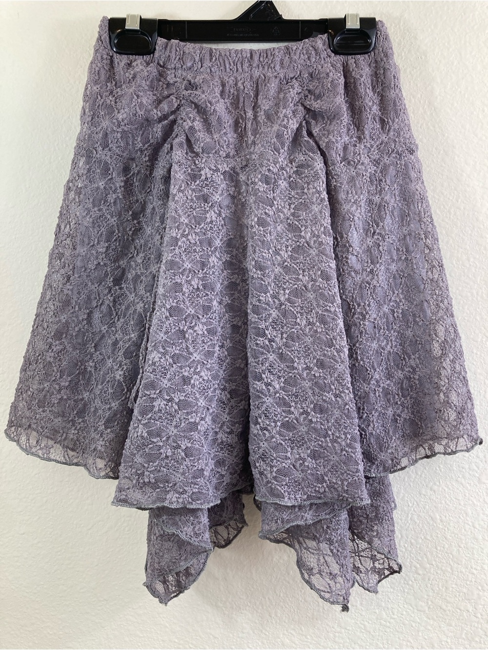 Street in Seoul Gray Lace Handkerchief Hem Skirt Size XS Elastic Waist